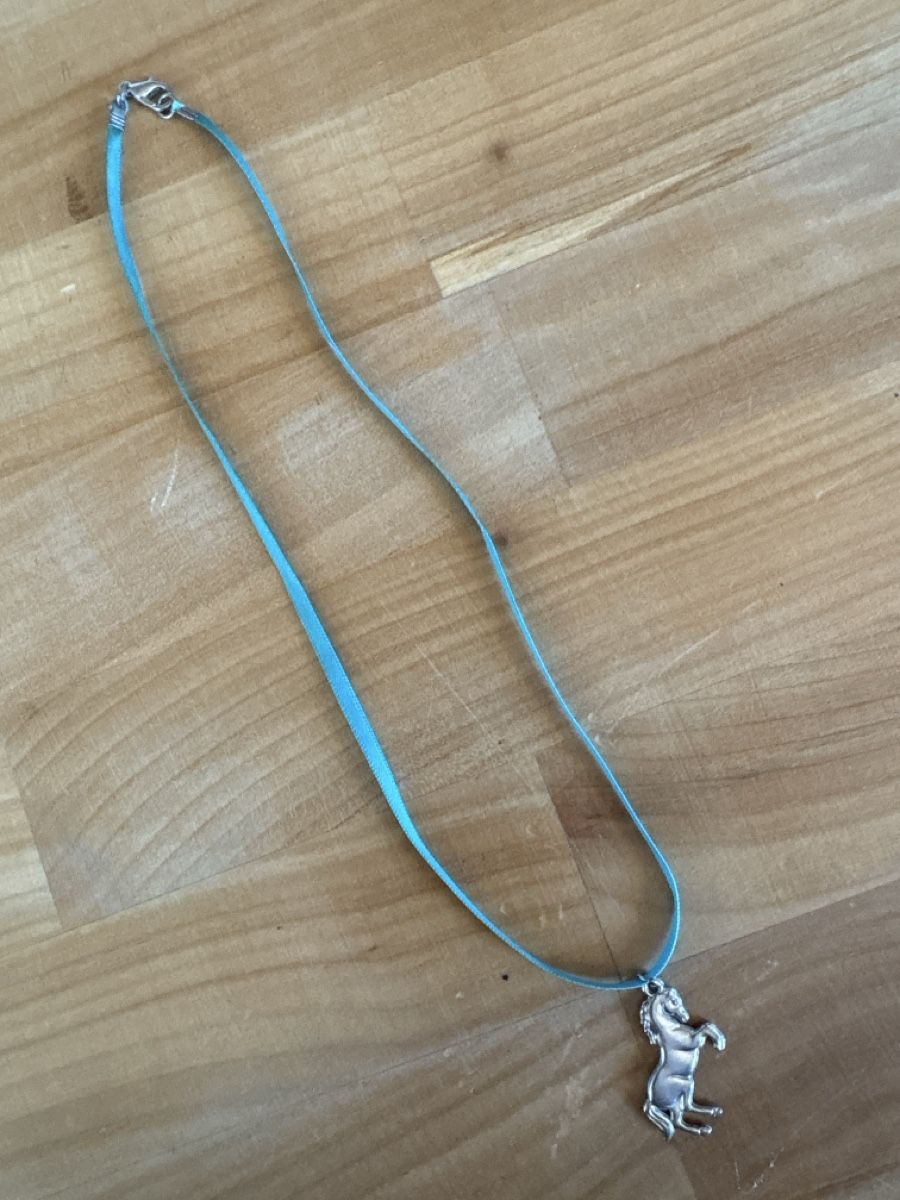 Catenine: Modeschmuck Kette mit Textil und Pferde Anhänger – Usato da Rümlang venduto da Sambas19