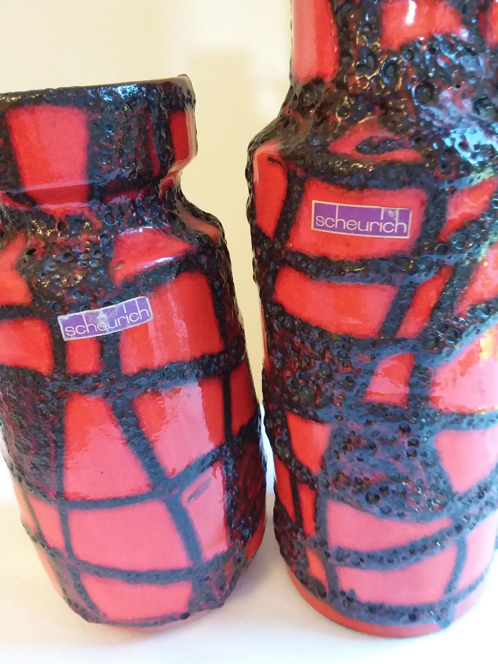 Vasen & Gefässe: 2 Fat Lava Scheurich Germany Vasen Rot/Schwarz – Gebraucht aus Zürich von helsan 3