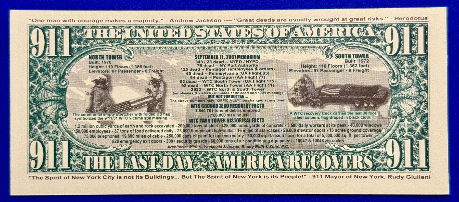 Banconote: **Gedenk Dollar 9/11 Ground Zero limitierte Auflage 2002** – Nuovo (secondo la descrizione) da Langrickenbach venduto da MeUs74 1