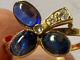Saphir Brilliant Ring 750 KT GG