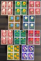 1958 - 59 /Pro Juventute Gartenblumen Viererblöcke Sätze **