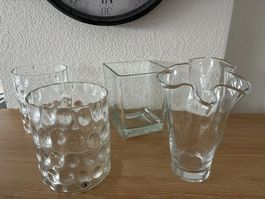 Deko-Set 6-tlg: 4 Glasvasen, Glaskaraffe & IKEA Schale