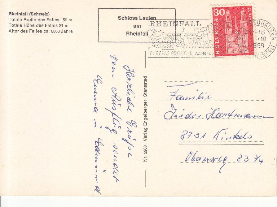 Cartoline postali: Rheinfall 1969 – Usato da Bürglen TG venduto da StampGraf 1