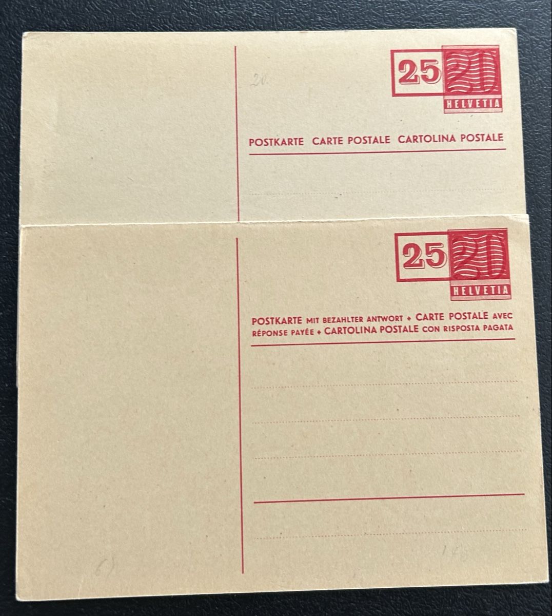 Alle Briefmarken: 2 Ganzsachen mit Überdruck Postfrisch  – Gebraucht aus Horw von Tellbub