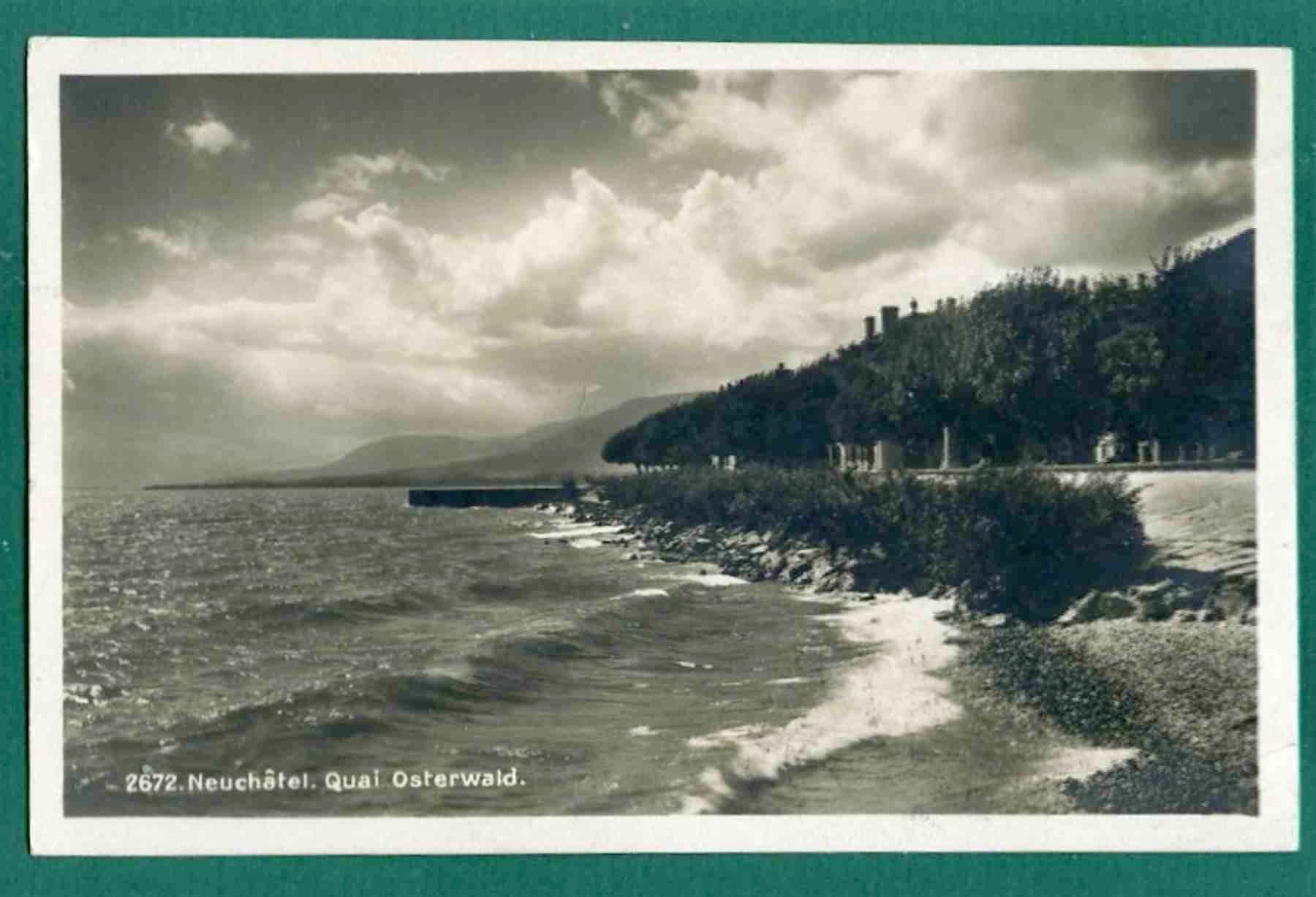 Cartoline postali: Neuchâtel, Quai Osterwald, 1925, gelaufen – Usato da Sargans venduto da Hausi1951