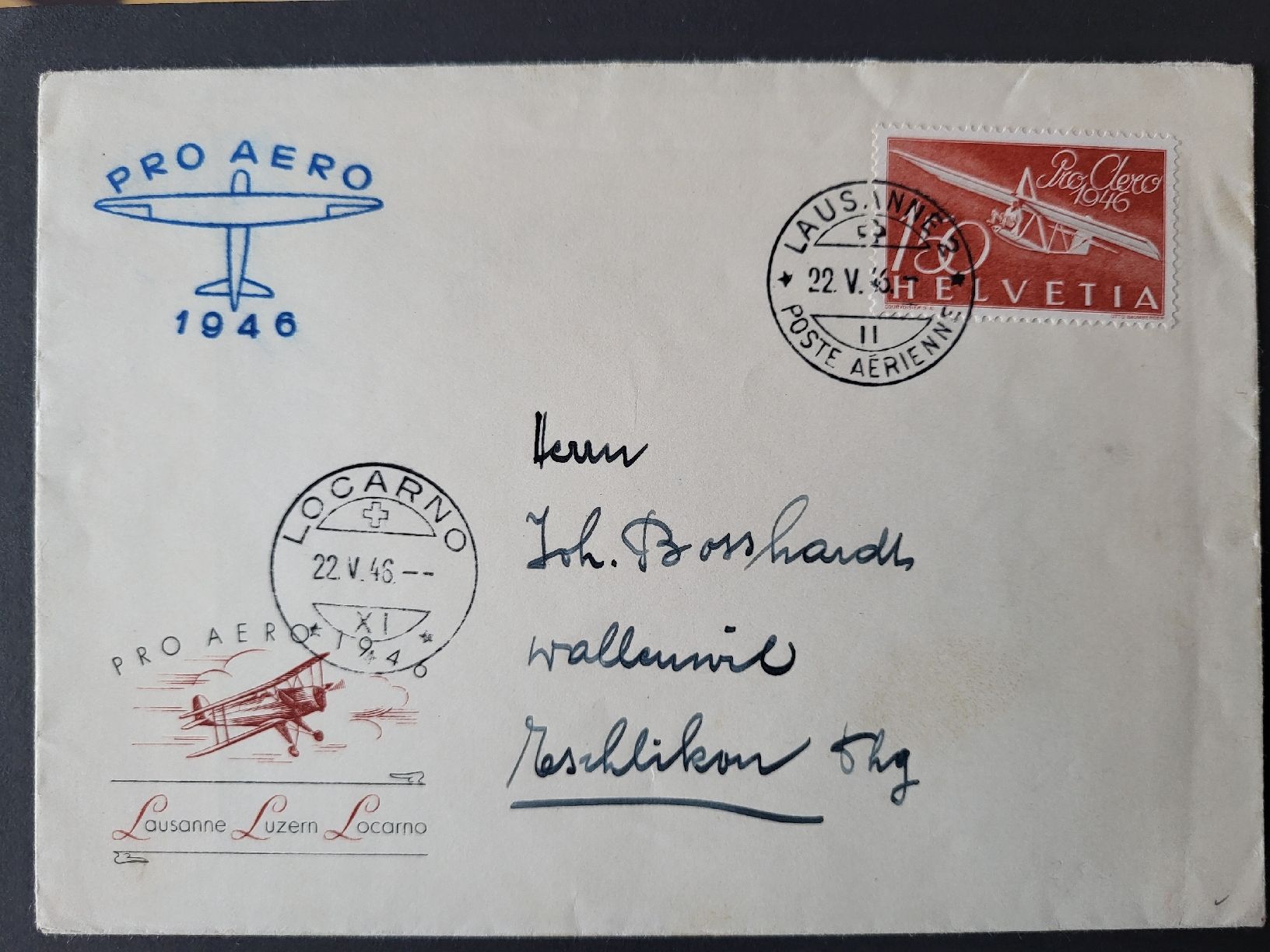 Tous les timbres: 1946, Pro Aero Flugpostbeleg  ET – D'occasion à stäfa par brandy66