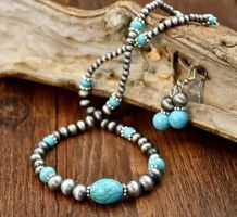 Set collana con perle turchesi e argento