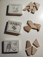 3x mini Quadrat-Puzzle Geduldspiele aus Holz