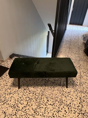Grüne Samt-Hockerbank, Top Zustand