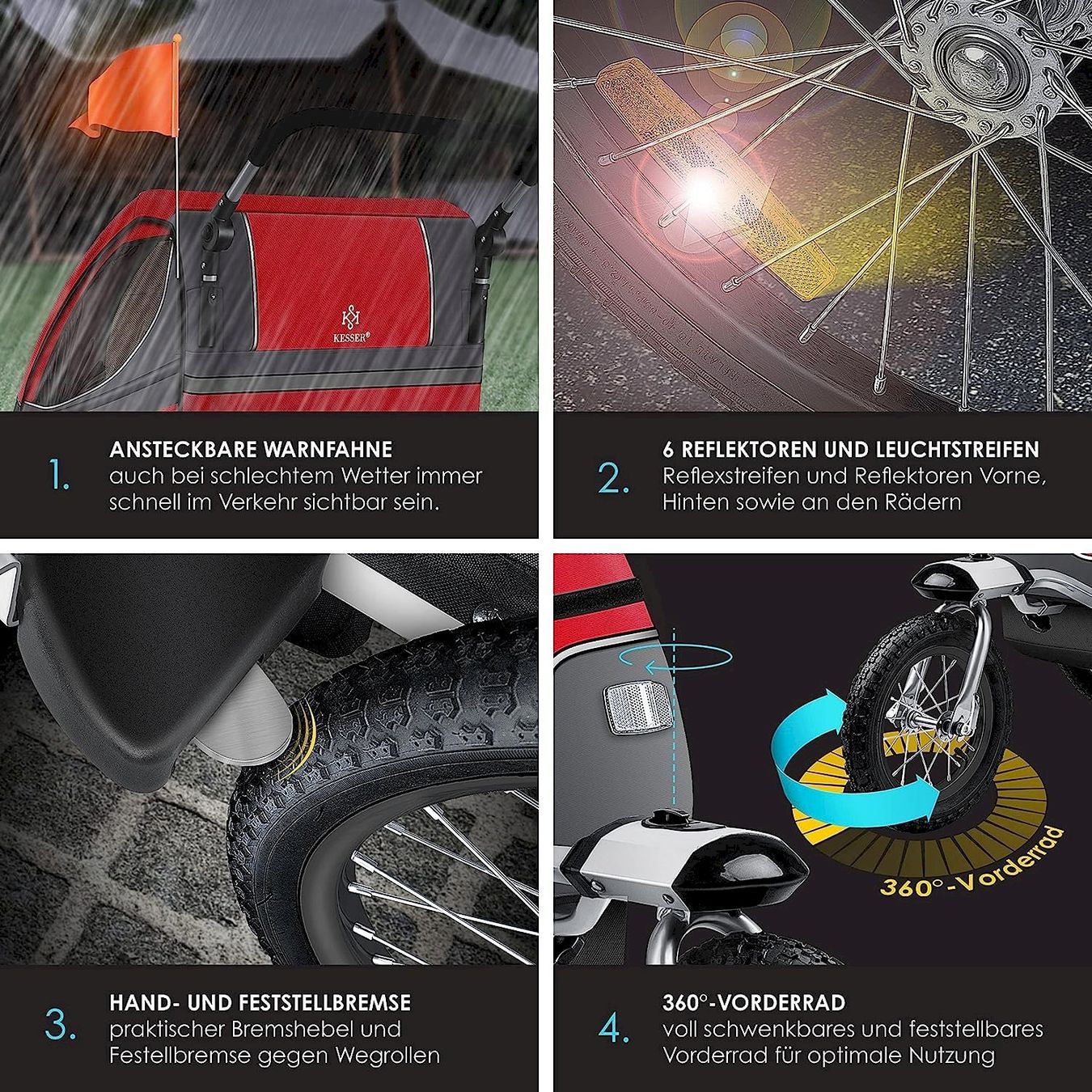 Rimorchi per biciclette: Kesser Kinderanhänger 2in1 rot – Nuovo e nell'imballaggio originale da Bottighofen venduto da zaap 3