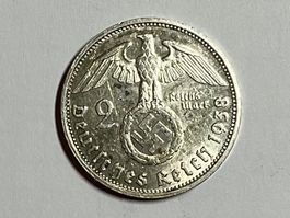 2 Reichsmark 1938 Deutschland Silber Hindenburg..