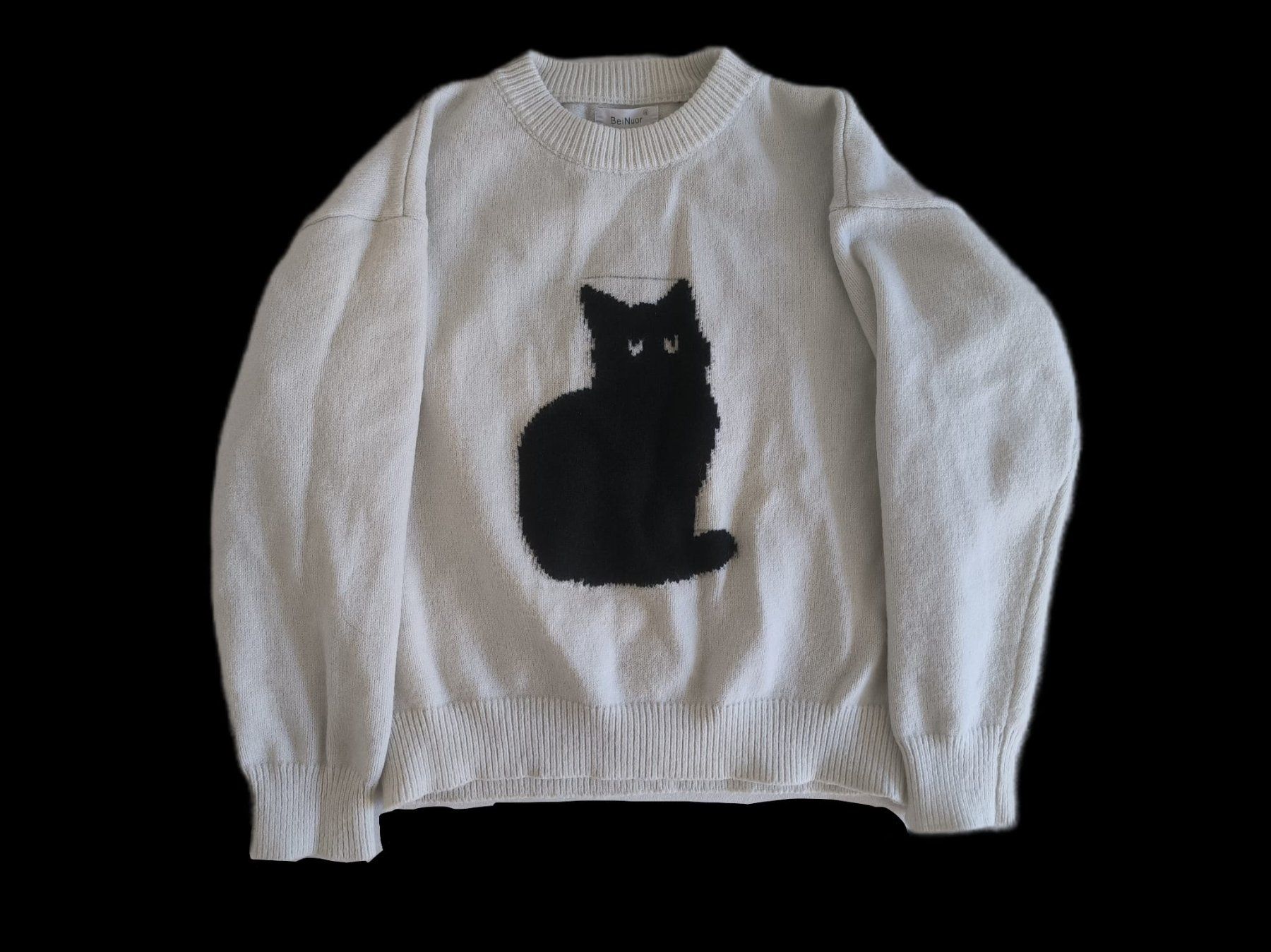 Pulls & Sweat-shirts: Weisser Pullover mit Katze – D'occasion à Baden par bie_mj2p