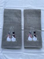 Winter Snowman Embroidered Hand Towels - Set of Two!