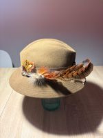 Rare Vintage Wool Felt Hat Set | Iridescent Emerald & Natura