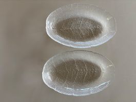 2x Glass Schalen Blattmuster oval ca. 20 cm neuwertig