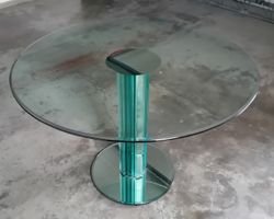 Designer Glas Esstisch rund 110 cm exklusiv Luxus Vintage
