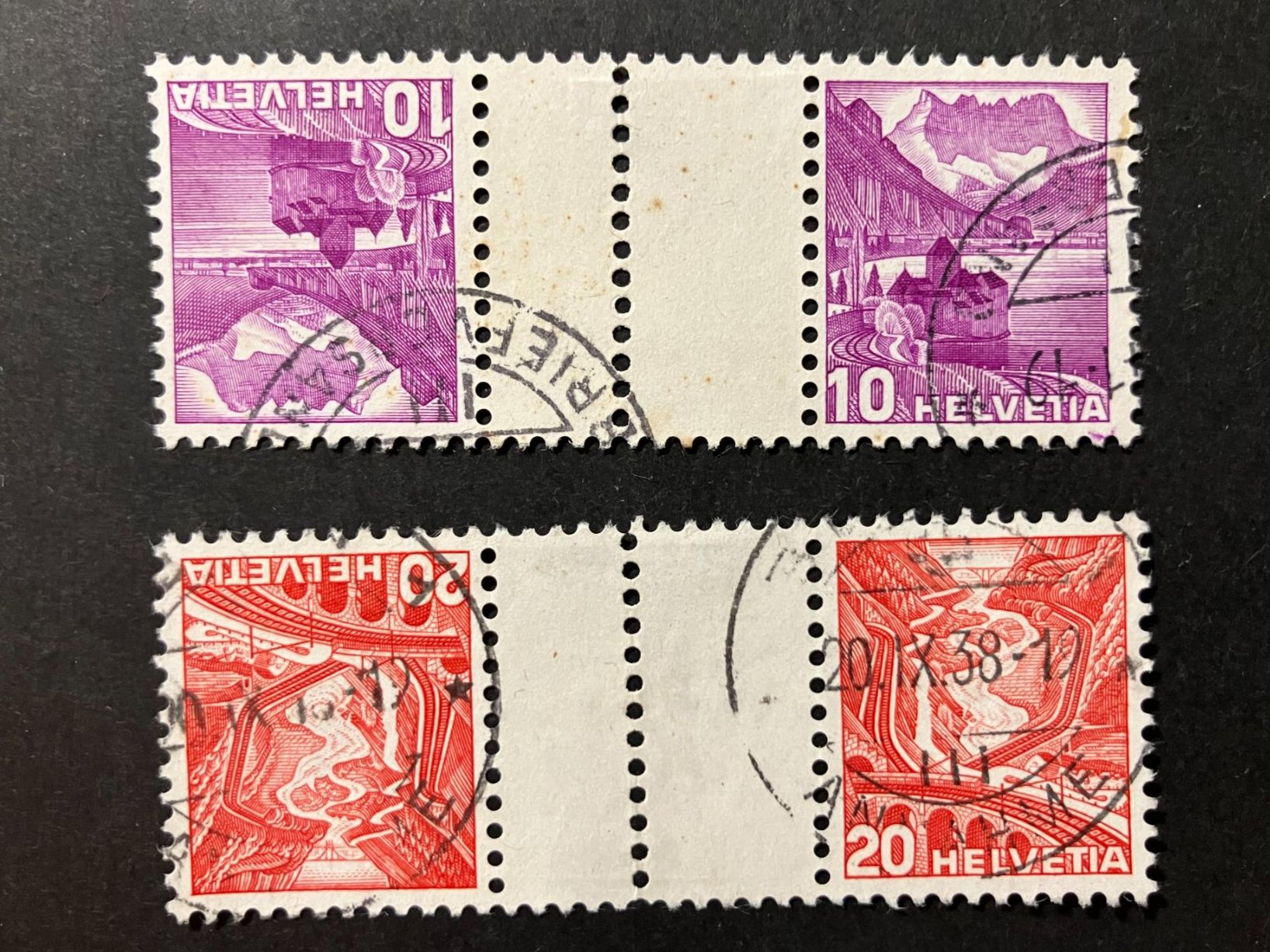Alle Briefmarken: Zwischensteg Kat. S48y+49Ay, gestempelt – Gebraucht aus Würenlos von Eulenpostuhu