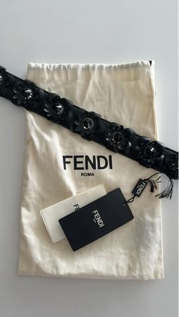 Fendi Handtaschenriemen Blumen Schwarz Neuwertig