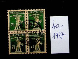 SUISSE 1929  BLOC DE 4 OBLITÉRÉ. SBK 40.00 / S33