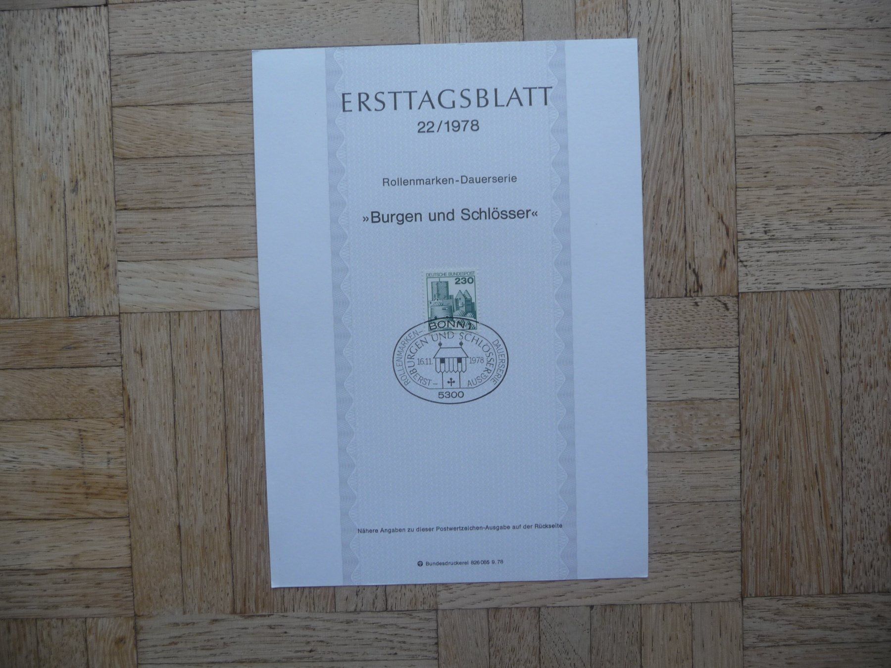 Tutti i francobolli: BRD, Ersttagsblätter 1978 ( 1 - 22 ) – Nuovo (secondo la descrizione) da Zürich venduto da Edje 6