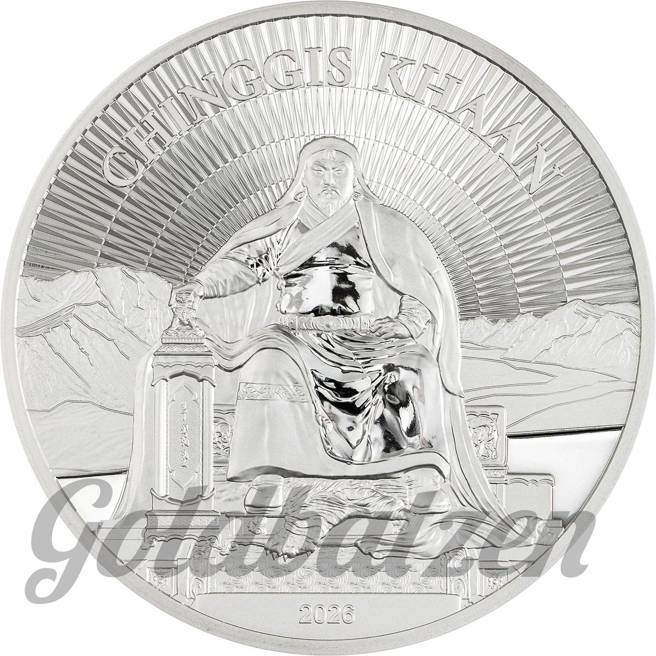 Tutti le monete: Mongolia Chinggis Khaan 2026  1oz – Nuovo e nell'imballaggio originale da Liestal venduto da Goldbatzen