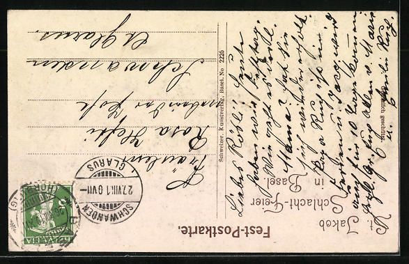 Cartoline postali: Basel, St. Jacob-Schlacht-Feier, St. Jak – Usato da Berlin venduto da bartko-reher 1