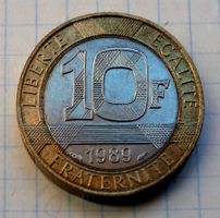 Frankreich, 10 Francs Génie 1989 - FDC Bimétal, wie neu