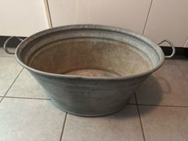 Antiker Zink Trog / Waschzuber mit Löcher und mit Griffen,