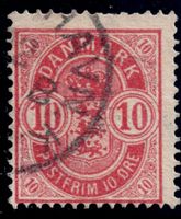 Dänemark 1884, 10 Oere Abart - offene 10 links