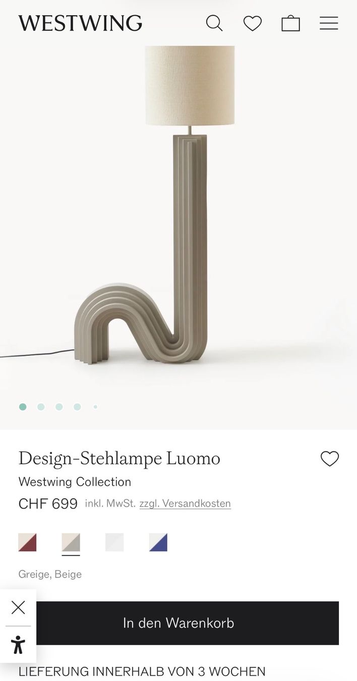 Westwing Lampade: Westwing Stehlampe (floorlamp) – Usato da Küsnacht ZH venduto da jda_6kry 1