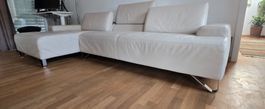 Natuzzi Ecksofa Leder Creme