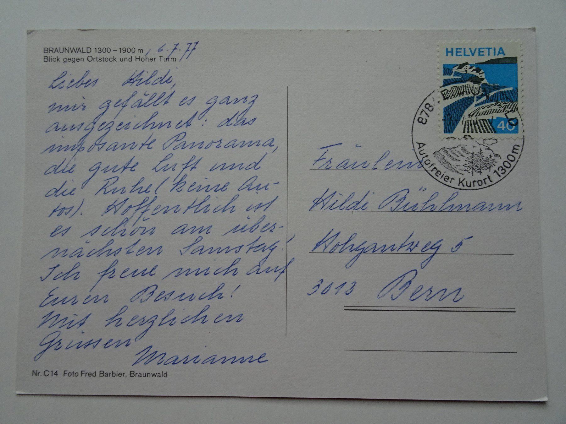 Cartoline postali: Braunwald 1977 – Usato da Aadorf venduto da Chnorli-Furz 1