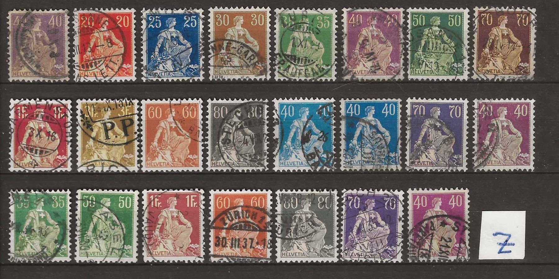 Alle Briefmarken: CH107 - Helvetia avec épée série complète obl. – Gebraucht aus Trélex von Phil_Albert