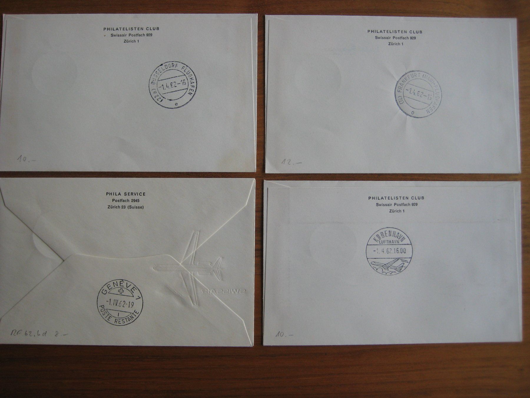 Alle Briefmarken: 4 Erstflüge Swissair 1962 – Gebraucht aus Spiegel b. Bern von Ernesto27 1