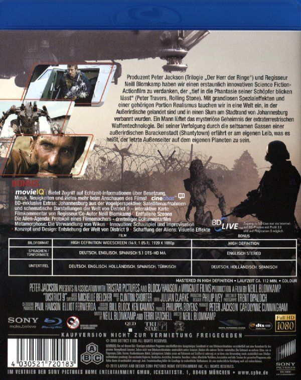 Tutti i DVDs: Blu-ray District 9 (2009) – Nuovo (secondo la descrizione) da Wohlen AG venduto da zimmerma01 1