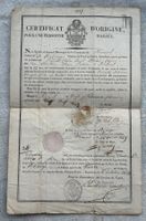 HISTORISCHES DOKUMENT CERTICAT D'ORIGINE 1854