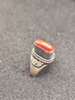 Vintage 925er Silber Ring mit Natur Koralle Top