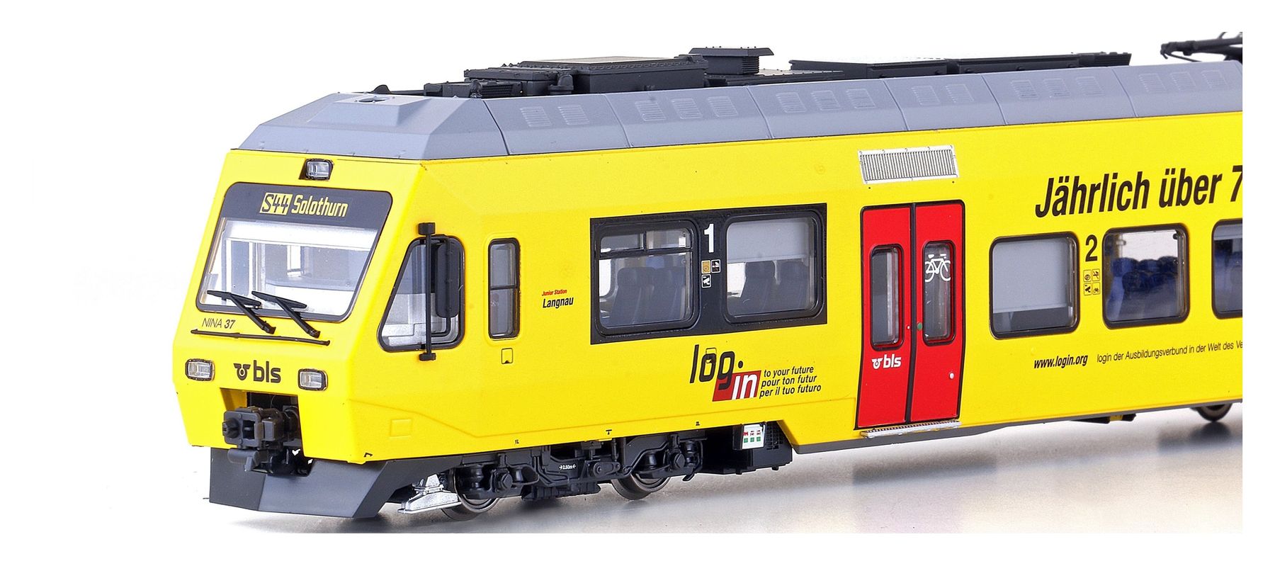 LS Models Modellini di ferrovie: LS Models 17201DC BLS NINA RABe 525 "Login" 3-teilig analog – Nuovo e nell'imballaggio originale da Bremgarten AG venduto da Sportivo2007 2