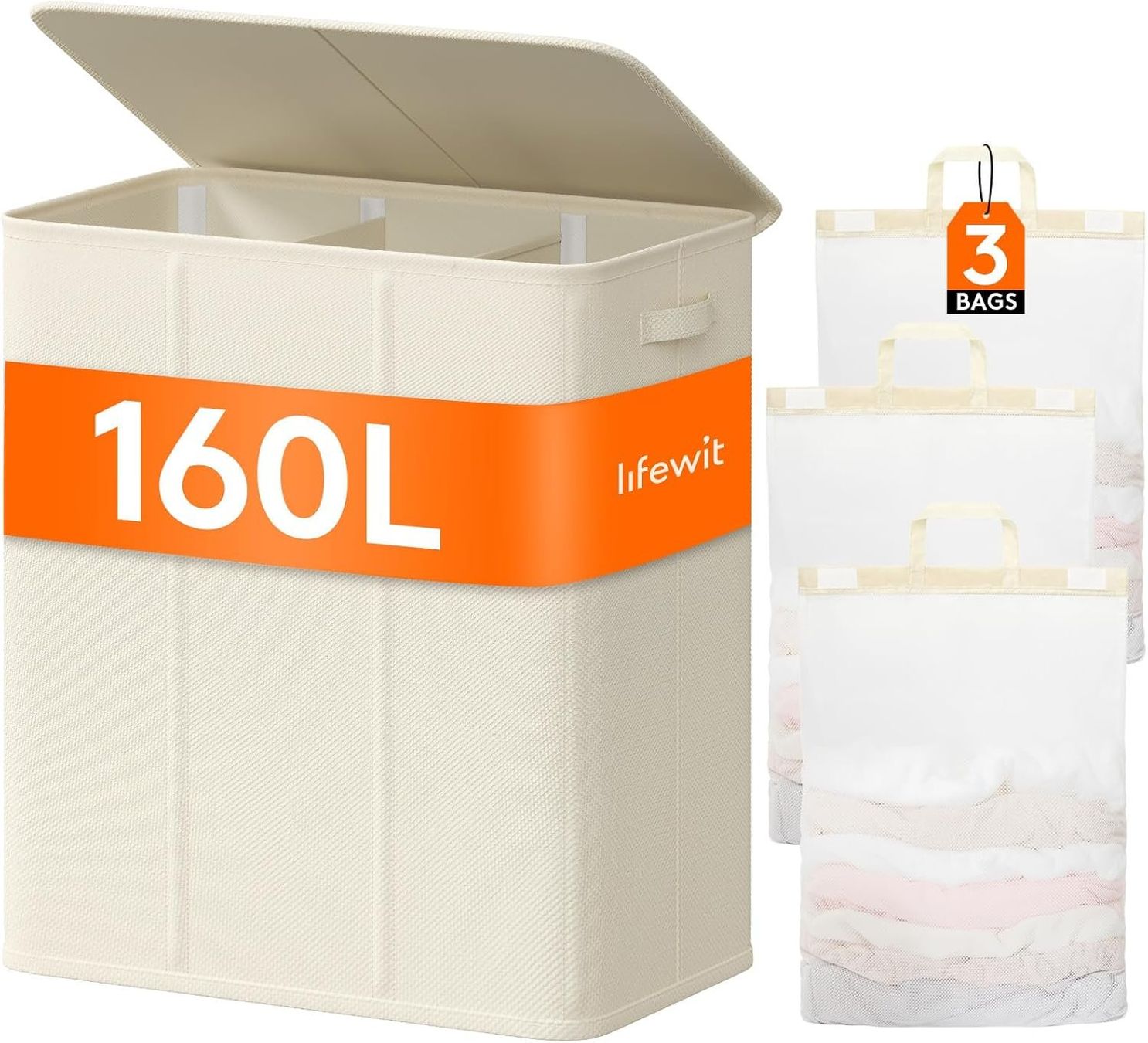 Wäschekörbe: Wäschekorb 160 L 3 Fächer mit Deckel Weiss – Neu und originalverpackt aus Schaffhausen von mrswiss21
