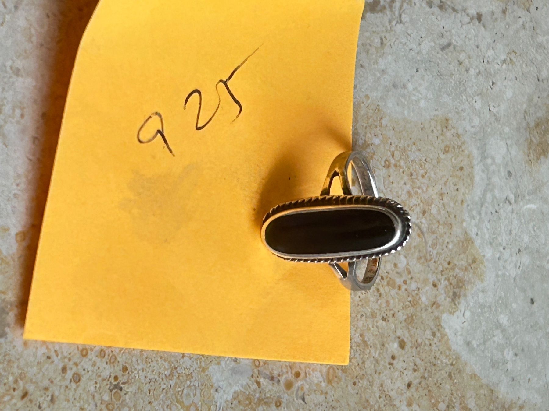 Onyx Anelli: Vintage Onyx Silber Ring (49) – Usato da Dittingen venduto da Bellevista 4