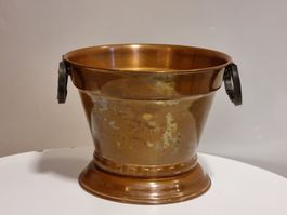 Kupfer Topf Kübel Vintage mit Eisen Griffen Deko