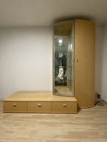 Wohnwand Buche Optik mit Vitrine und Sideboard guter Zustand
