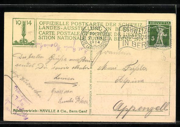 Cartoline postali: Bern, Schweizerische Landes-Ausstellung  – Usato da Berlin venduto da bartko-reher 1