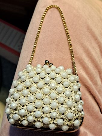 Vintage Handtasche, Made in Italy, Perlen
