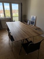 Designer Massivholztisch Kare mit Stühlen und Bank