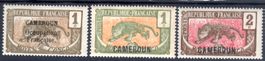 FRRANZÖSICHE KOLONIEN CAMEROUN 3 MARKEN *FALZSPUR* -AX125
