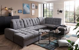 XL WOHNLANDSCHAFT SAMTKORD GRAU! -50%