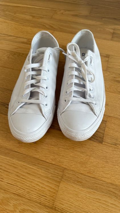 Converse Chuck Taylor All Star weiße Leder-Schuhe Gr 9 /42,5 (Gebraucht ...