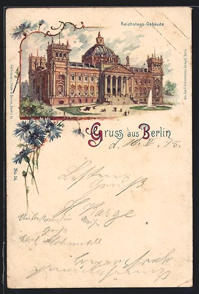 Cancelleria postale: Litho Berlin-Tiergarten, Reichstags-Geb – Usato da Berlin venduto da bartko-reher
