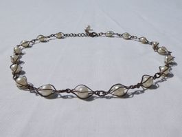 Handgewickelte Vintage-Kette mit Perlenoptik